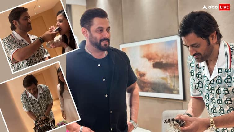 salman khan celebrated ms dhoni birthday with sakshi singh shared photo with caption kaptaan sahab Salman Khan ने आधी रात को सेलिब्रेट किया MS Dhoni का जन्मदिन, फोटो शेयर कर लिखा-