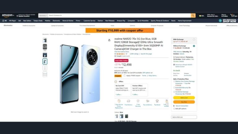 realme NARZO 70x 5G in just Rs 10,999 on amazon